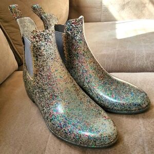 Jack Rogers - Women’s Sallie Rain Boot In Glitter And Gold Size 9